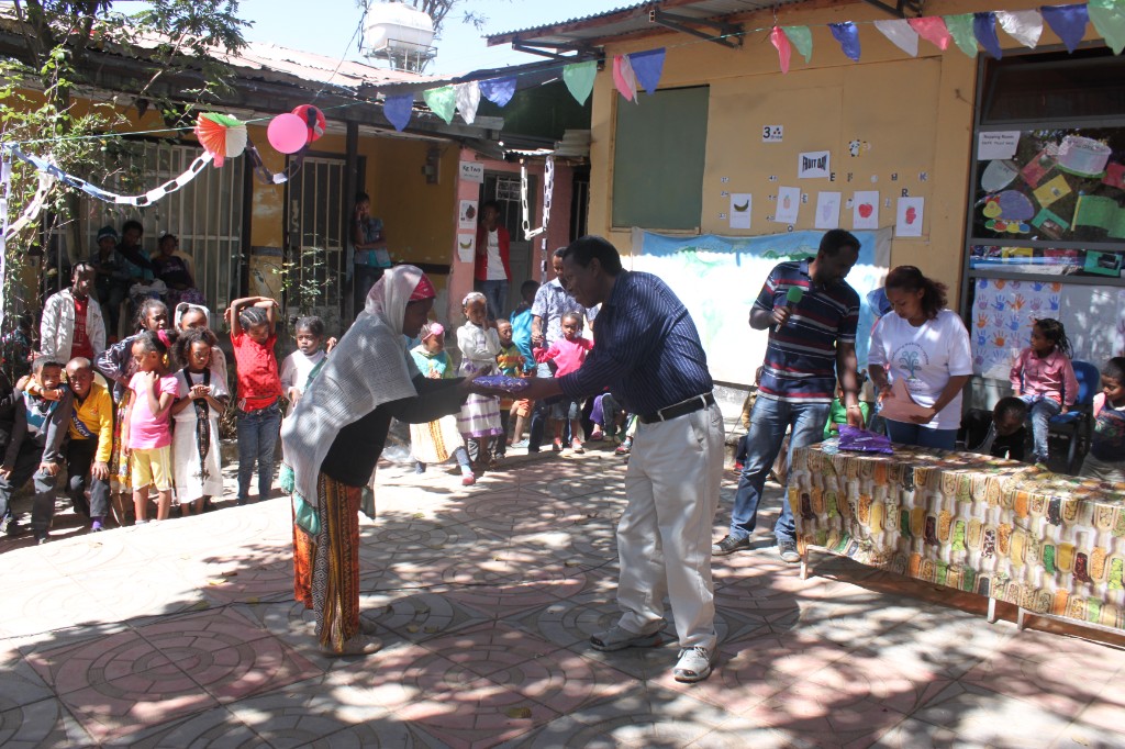 School courtyard during an encouragement award event