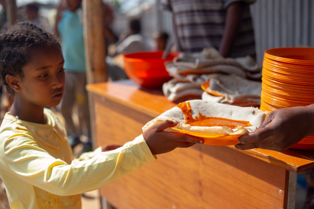 Community gathering at a ministry center in Ethiopia